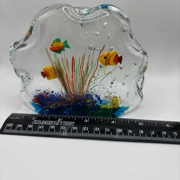 Murano Glass Multi Color Paperweight Fish Aquarium - Picture 2 of 12